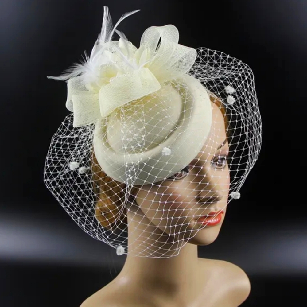 Beloved Millinery Elegant Vintage Style British Pillbox Lace Dotted Veil Hat